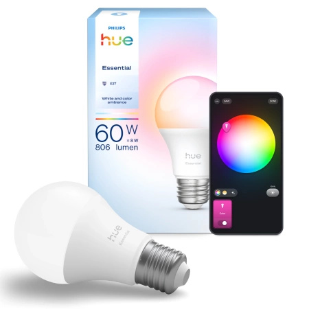 LED žárovka E27 A60 8W = 60W 806lm 2200-6500K CCT + RGB SMART Smart Bluetooth ZigBee White and Color Ambiance + Bridge Bridge Philips HUE Starter Kit