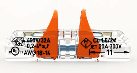 60x instalační konektor Rychlokonektor WAGO 221-2411 pro KABEL 2x0.2-4mm