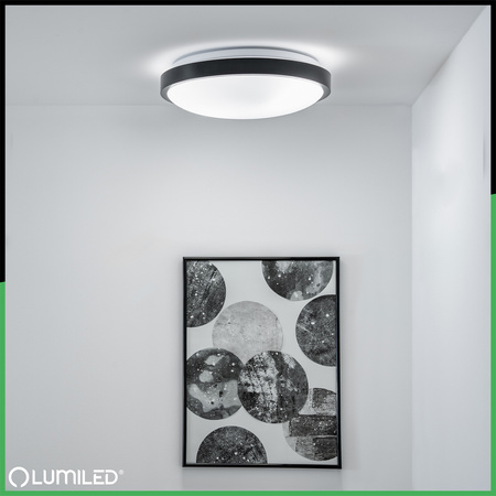LED stropní plafon 2x E27 DUALIO kulatý IP44 30cm LUMILED