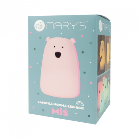 Dětské LED noční světlo 0,4W 3000K teplé + vícebarevné RGB USB dobíjecí 1200mAh růžové + dálkové ovládání VELKÝ MÉĎA MÁRIE