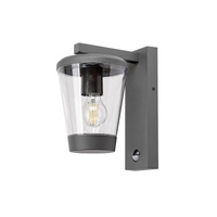 Zahradní lampa LED nástěnné svítidlo SAVANO E27 IP44 s lucernou se senzorem pohybu pro péřové antracitové RABALUX