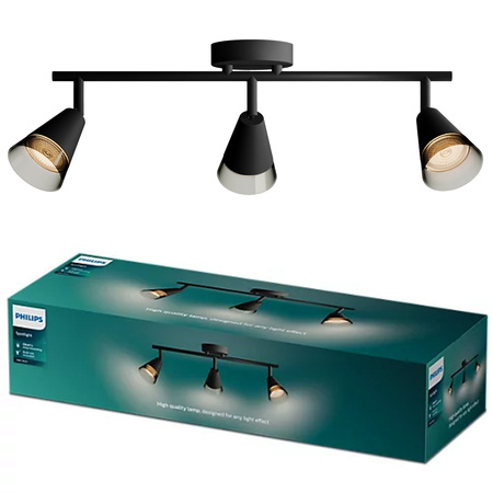 Stropní bodové svítidlo pro povrchovou montáž 3x GU10 Black Cleft Philips