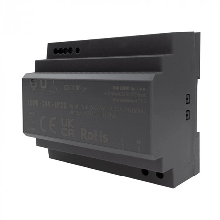 Napájecí zdroj na lištu DIN pro LED pásky 150W 24V 6,25A IP20 PREMIUM Ecolight