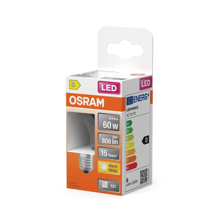 LED žárovka E27 P45 6W = 60W 806lm 2700K Teplá bílá 300° vlákno OSRAM STAR