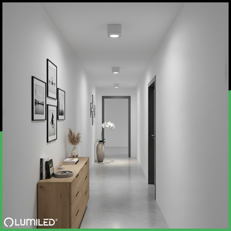 Povrchové Halogenové svítidlo 50mm, Nastavitelná Čtvercová Bílá AMAT-S + LED 7W 3000K LUMILED