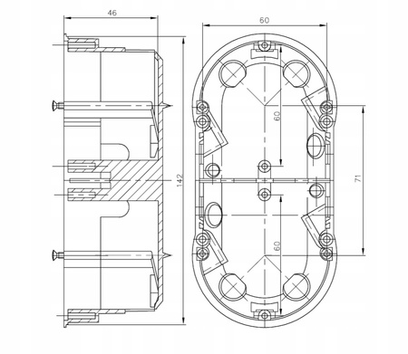 Dvojitá koncová skříň. zapuštěná. elektrická instalace. PK60 PAWBOL