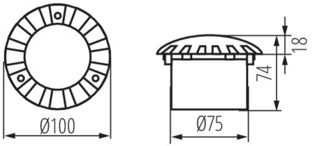 LED 1W 6500K studená IP65 IK09 Kruhová zem šedá ROGER KANLUX