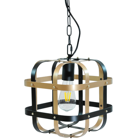 Závěsná lampa E27 černá-zlatá GOLDLUX (Polux)