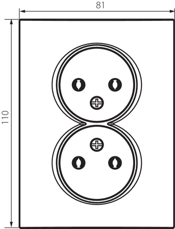 Síťová zásuvka dvojitá 16A s uzemněním obdélníková černá LOGI Kanlux
