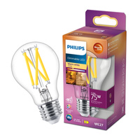 LED žárovka E27 A60 7.2W = 75W 1055lm 2700 Teplá bílá vlákno PHILIPS Stmívatelné