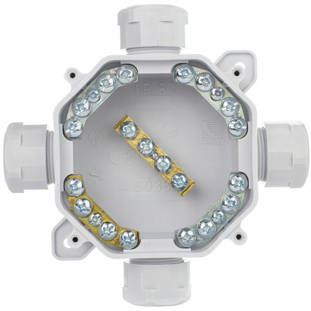 Hermetická instalační krabice pro povrchovou montáž PG16 75x75x33mm Splitter s tlumivkami Šedá PAWBOL