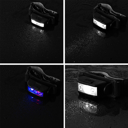 Dobíjecí čelová svítilna 100lm 100LM LED + 2XLED 5 režimů VAYOX