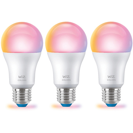 3x LED žárovka E27 A60 8,5W = 60W 2200-6500K + RGB SMART WiFi WiZ