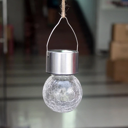 Solární LED zahradní koule RGB visící skleněný efekt Prasklá skleněná lampa