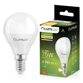 Žárovka LED E14, P45 10W = 75W 990lm 3000K Teplá bílá 180° LUMILED