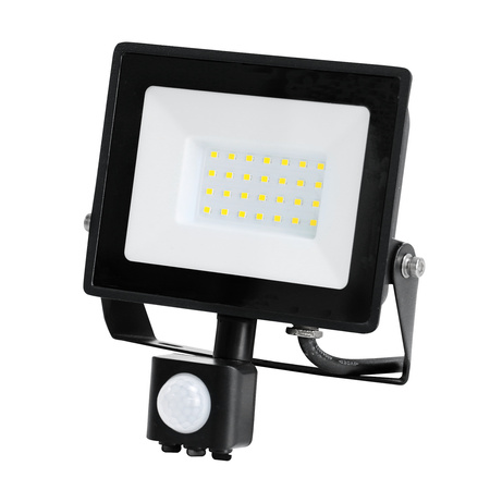 Venkovní zahradní LED reflektor 30W 2505lm 6500K Cold 120° se senzorem pohybu IP44 IK05 Black MHC Kobi