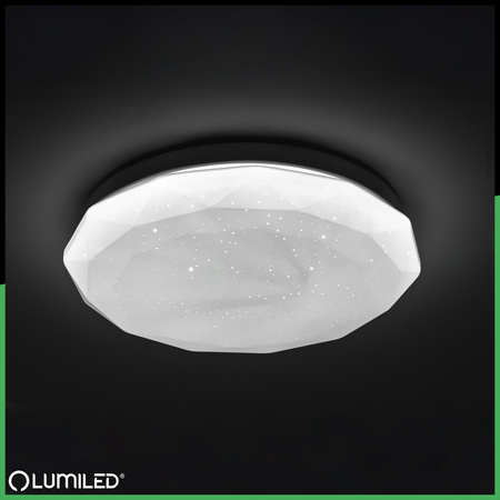 Plafond LED povrchová montáž 12W IP44 Round GLORY 2 DIAMENT 26cm LUMILED