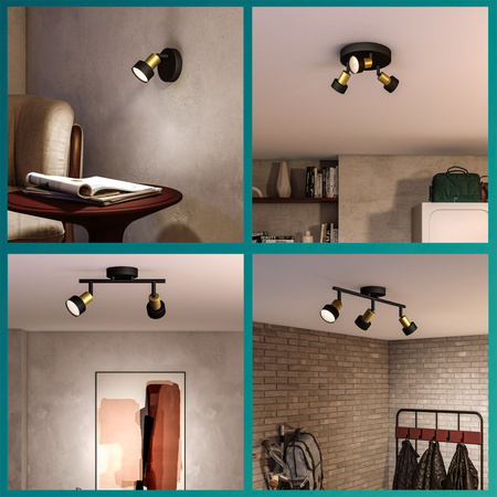 Reflektorové stropní svítidlo 4x GU10 černá-měděný vodič Philips