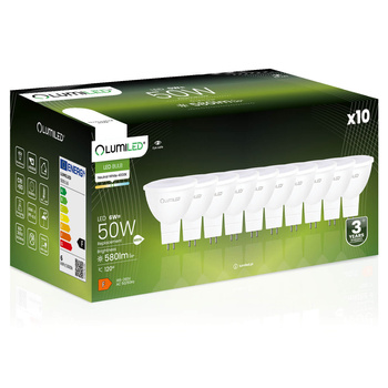 10x LED Žárovka MR16 GU5.3 6W = 50W 580lm 4000K 230V Neutrální bila 120° LUMILED