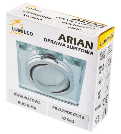 Skleněné Halogenová Podhledové svítidlo GU10, MR16 Nastavitelná Čtvercová ARIAN LUMILED