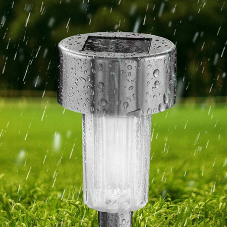 LED zahradní lampa na solární pohon satén INOX / CHROME