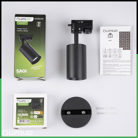LUMILED HUMA RAIL KIT BLACK + SAGI RAIL SPOTLIGHT BLACK