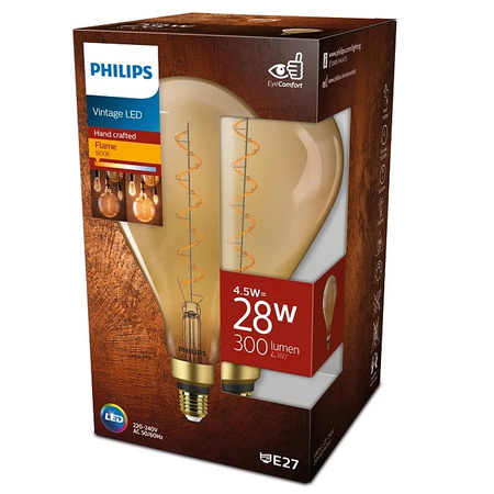 LED žárovka E27 A160 4.5W = 28W 300lm 1800K Teplá bílá vlákno jantarové PHILIPS