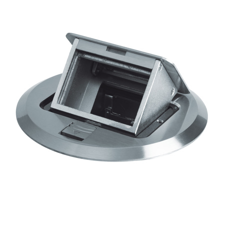 Podlahová krabice pro elektrickou zásuvku kulatá stříbrná BIURO+ Kanlux