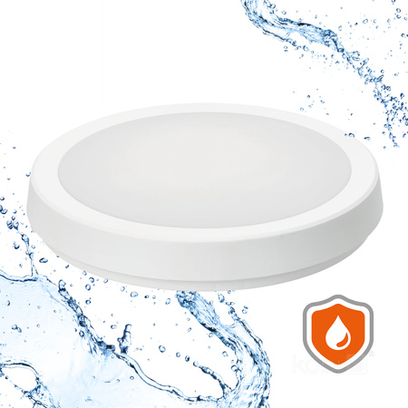 LED stropní svítidlo do koupelny Povrchová montáž 24W 2520lm 4000K 120° bílá IP65 Nairos Kobi