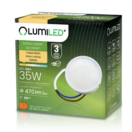 10x LED Modul INSERT 5W, 470lm 120° 3000K Teplá bílá LUMILED