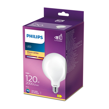 LED žárovka E27 G120 13W = 120W 2000lm 2700K Teplá bílá PHILIPS