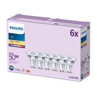 6x LED halogenová žárovka GU10 PAR16 4.6W = 50W 355lm 2700K Teplá bílá 36° PHILIPS