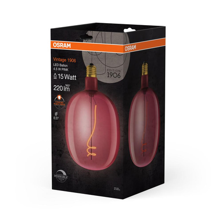 E27 BALLON LED dekorativní žárovka 4.5W = 15W 220lm 1600K Teplá bílá 320° vlákno stmívatelné OSRAM Vintage 1906