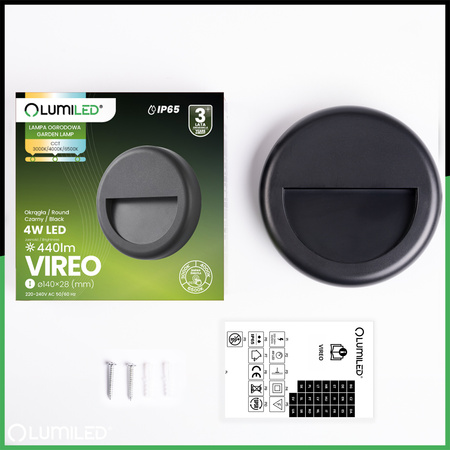 Venkovní zahradní schodišťová nástěnná lampa CCT 3000-6500K LED 4W IP65 VIREO LUMILED