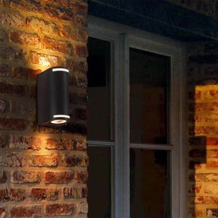 Zahradní nástěnné svítidlo Venkovní LED fasádní svítidlo 2x GU10 IP54 černé JUSTIN Videx