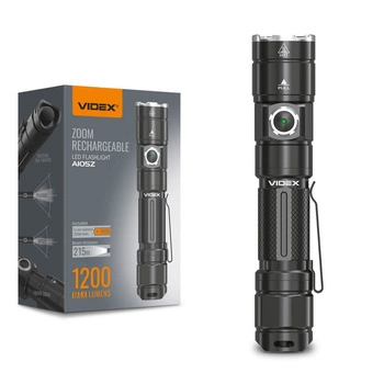 Nabíjecí ruční svítilna LED 10W 1200lm Zoom 6 režimů USB-C IP44 Videx