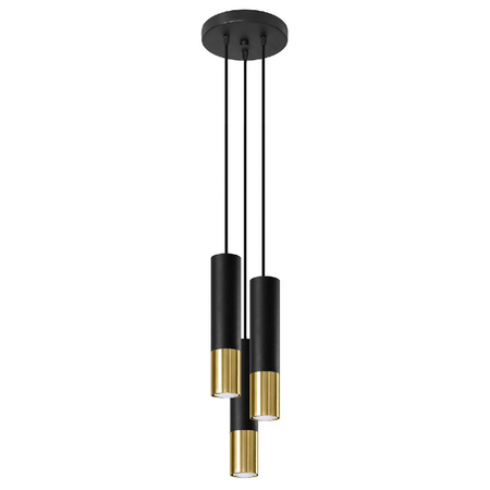 LOOPEZ 3P Závěsné stropní svítidlo 3xGU10 Elegantní černá a zlatá SOLLUX