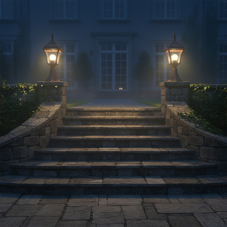 Nízko stojící zahradní lampa LANTERN PARIS2 E27 40cm třešeň - GOLDLUX (Polux)