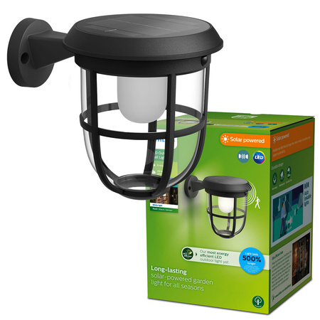 Zahradní lampa LED Solární nástěnná lampa RADII 1,3W 3000K IP44 Soumrakový pohybový senzor PHILIPS