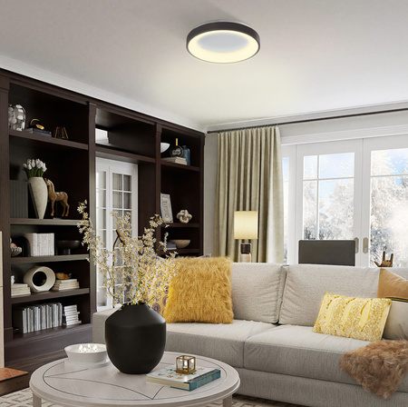 Plafond LED stropní svítidlo pro povrchovou montáž 72W 7500lm 2700-6000K CCT černá Stmívatelné + dálkové ovládání EDGE Videx