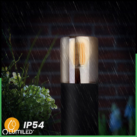 Venkovní stojací stožáry Zahradní lampa pro žárovku E27 Černé sklo IP54 80 cm SALVIA LUMILED