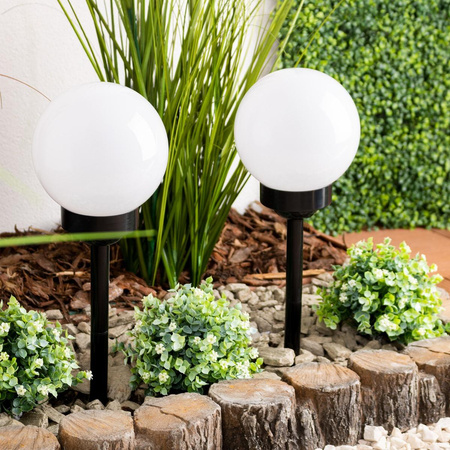 Solární zahradní LED lampa zapichovací bílá koule ATRIS 15cm LUMILED