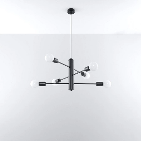 DUOMO 6 závěsné stropní svítidlo 6xE27 lustr Loft černý SOLLUX