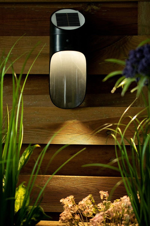 Solární zahradní nástěnná lampa LED fasádní lampa 5000K Senzor pohybu Černá