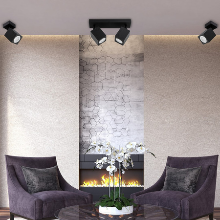 Stropní reflektorové nástěnné svítidlo 2xGU10 QUANTUS Black