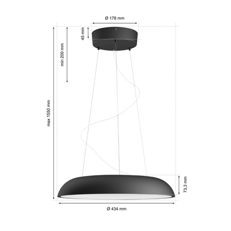 AMAZE Black 25W CCT RGB PHILIPS HUE Bluetooth Zigbee závěsná stropní lampa + stmívač