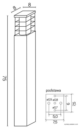 Venkovní stojací zahradní lampa POST RADO II 1 DG E27 75cm Su-Ma