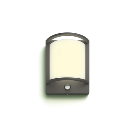 SAMONDRA 3,8W Senzor pohybu 2700K teplá IP44 Antracitová zahradní nástěnná lampa PHILIPS LED