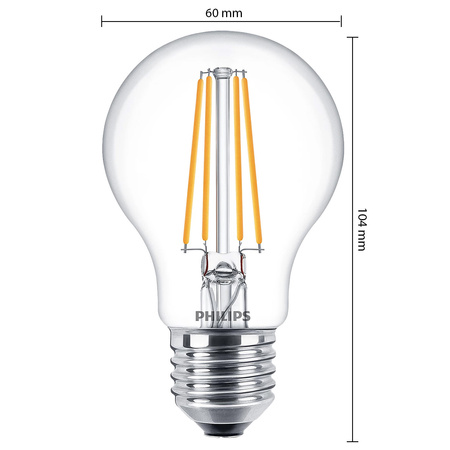3x LED žárovka E27 A60 8,5W = 75W 1055lm 2700K teplá bílá Filament PHILIPS