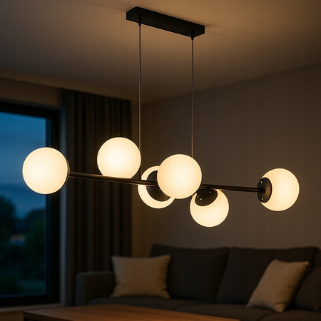 Masterled Stropní svítidlo 6x E27 Černá závěsná lampa Bali